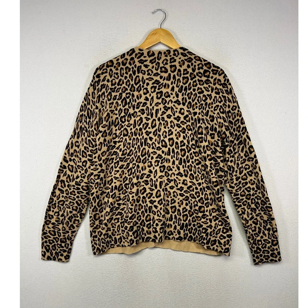Animal Print Mob Wife Croft & Barrow Womens XL Tan Leopard Button Front Cardigan